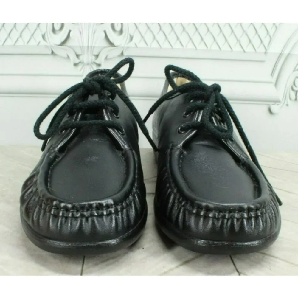 SAS Black Leather Slip On Moccasins Loafer Ankle Shoes Size 8 Narrow - Picture 4 of 7